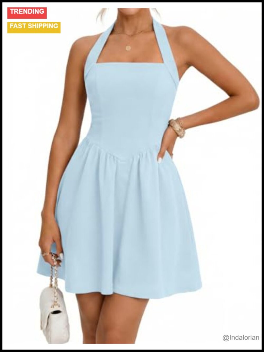 Women's Halter Mini Dress Ruched Homecoming Club Party A-Line Sleeveless